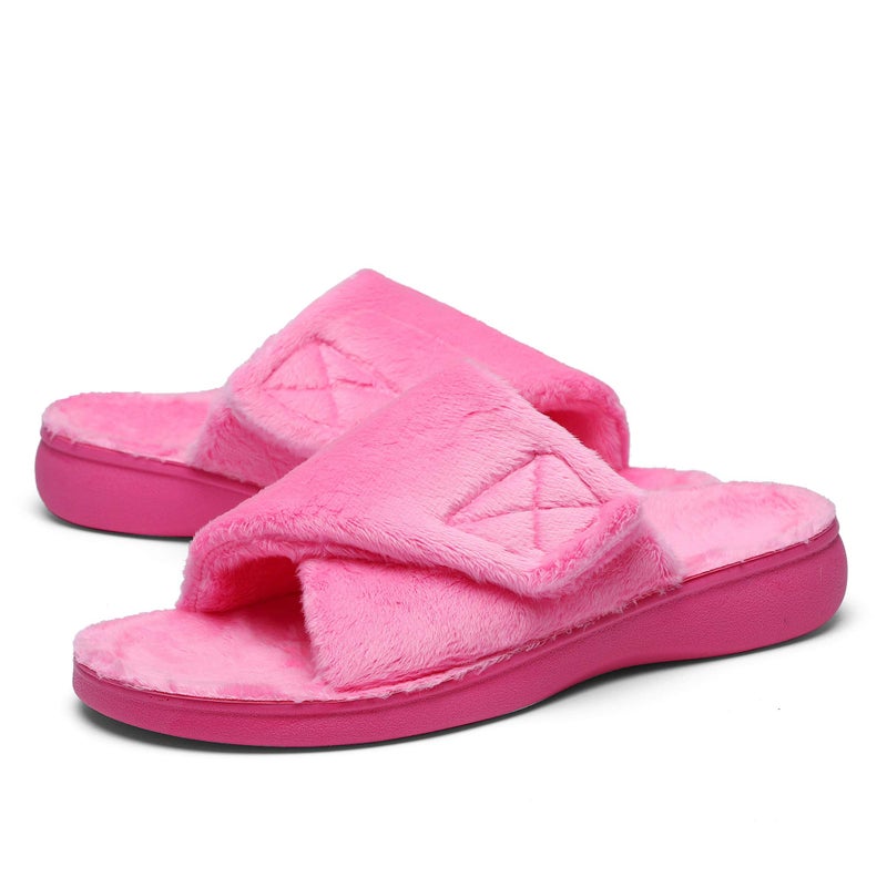 SOLLBEAM Women's Plantar Fasciitis Fuzzy House Orthopedic Adjustable Slippers With Arch Support Orthotic Heel Cup Sandals For Ladies - Image 1